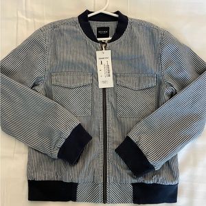 Navy and white striped jacket